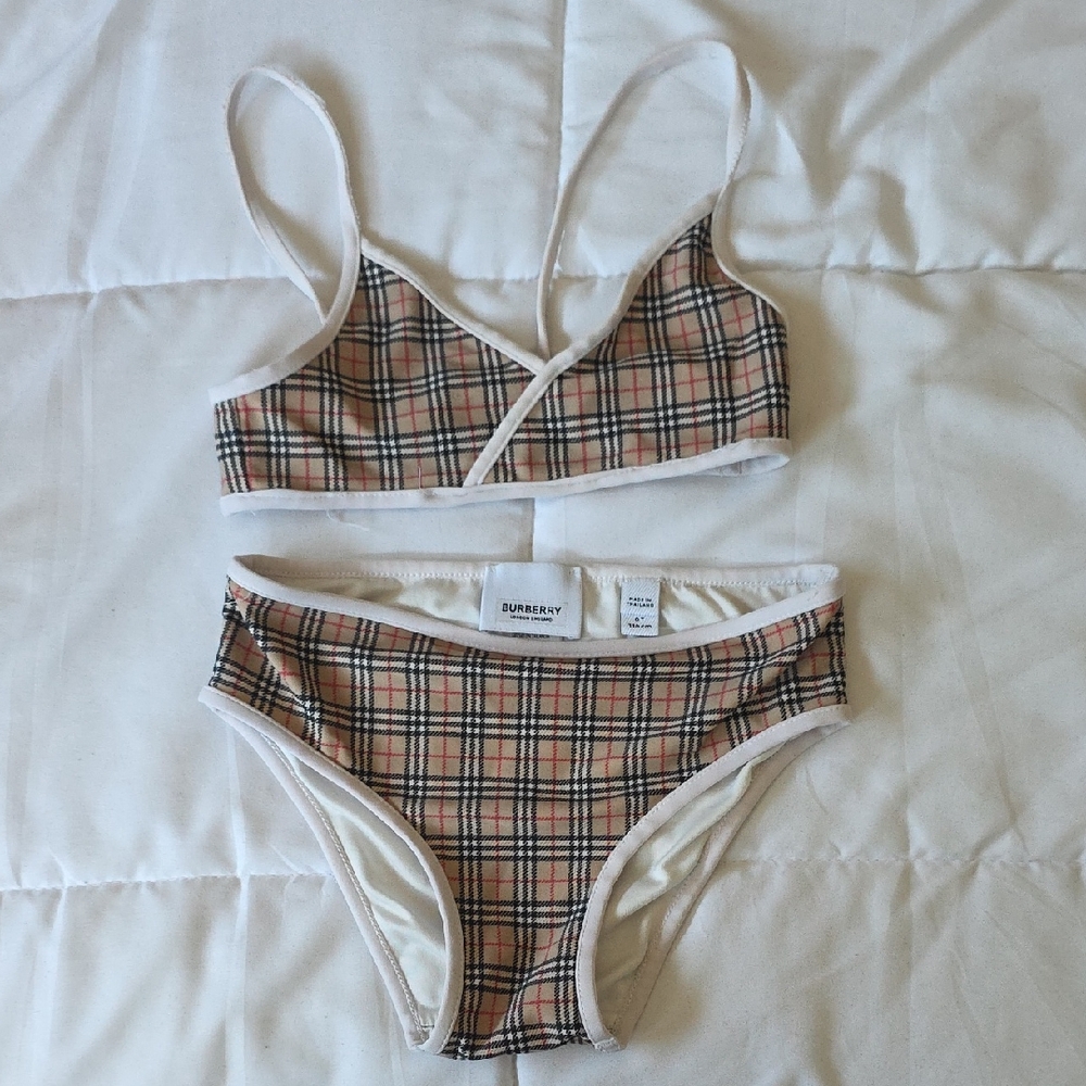 Burberry Beige and Black Check Bikini
